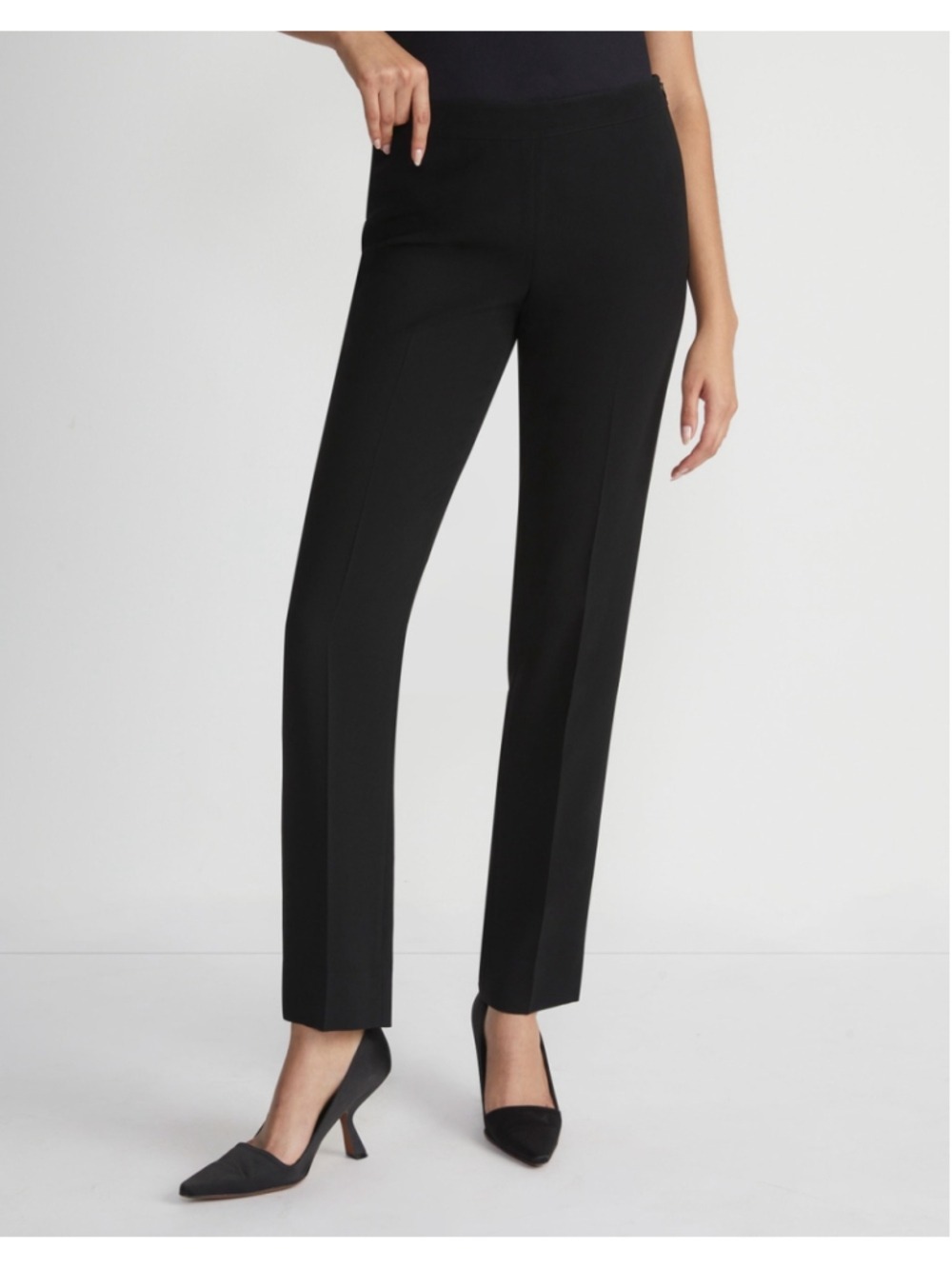 Lafayette 148 New York Black Cropped Bleecker Pants Size 8 - Picture 2 of 9